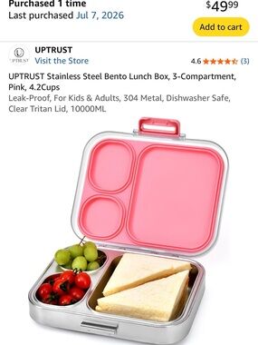 UPTRUST Stainless Steel Bento Lunch Box - Pink Insert